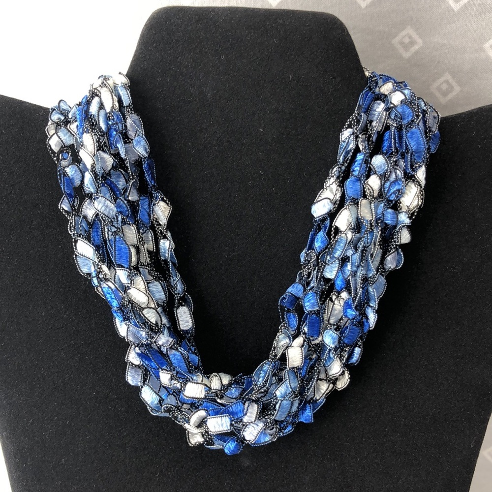 Blue Turtle Adjustable Crochet Necklace